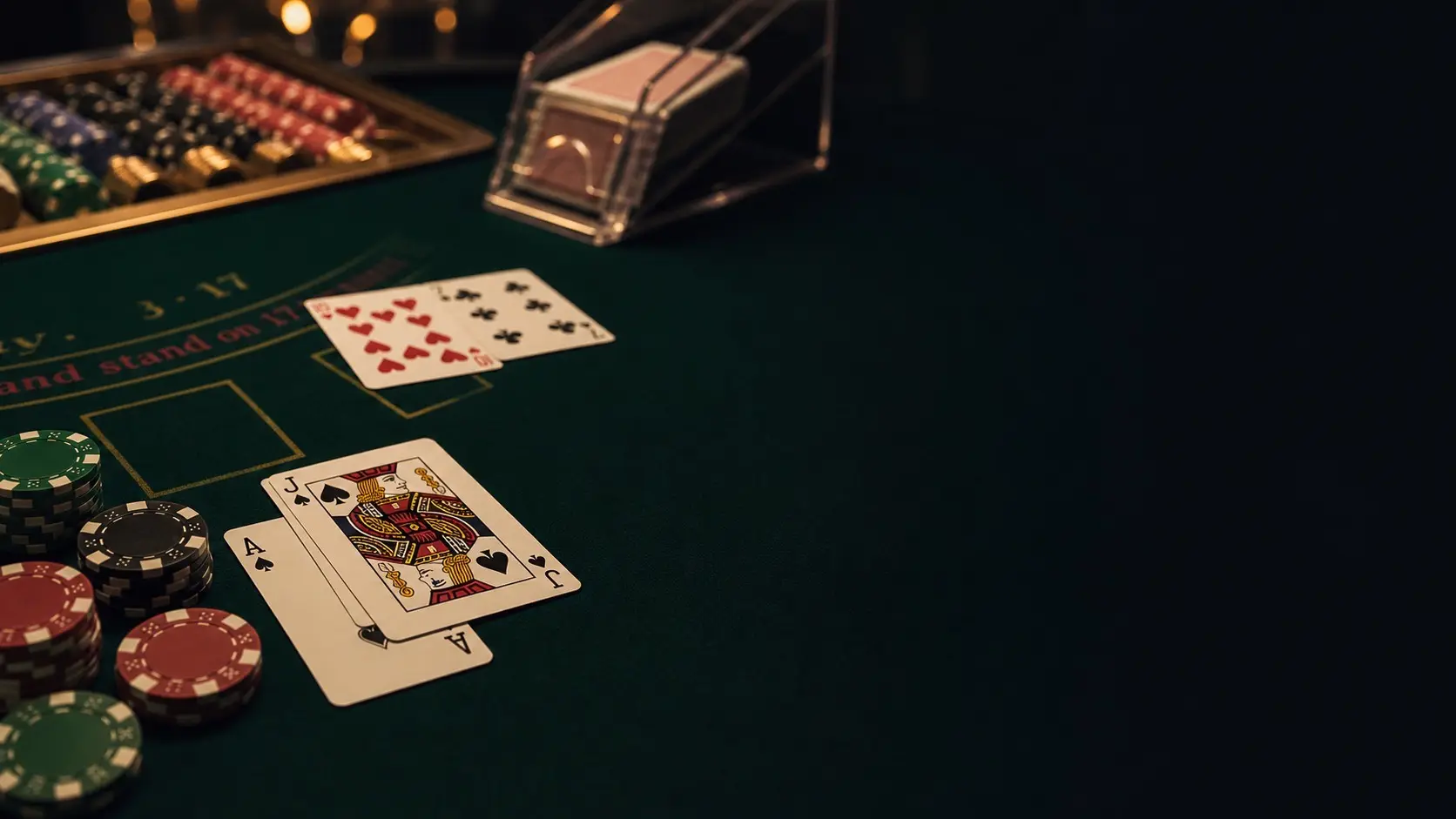 Realistic blackjack table scene for UK online blackjack comparison